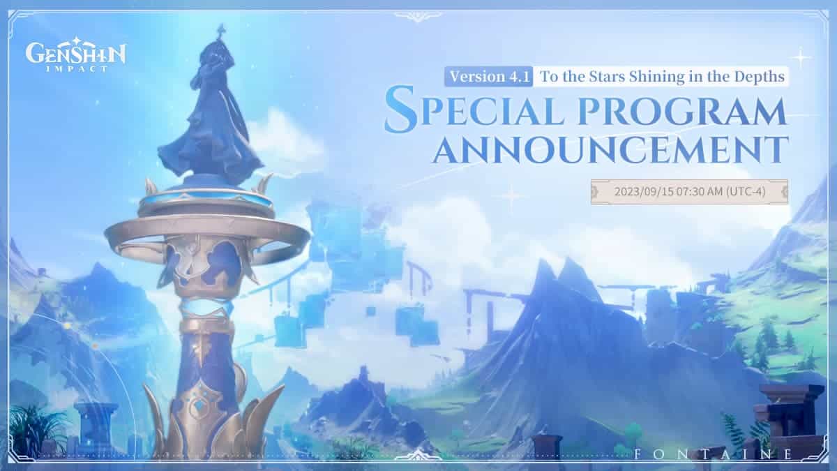 Genshin Impact Special Program Version 4.1 Preview Release Date UK, US Countdown Timer