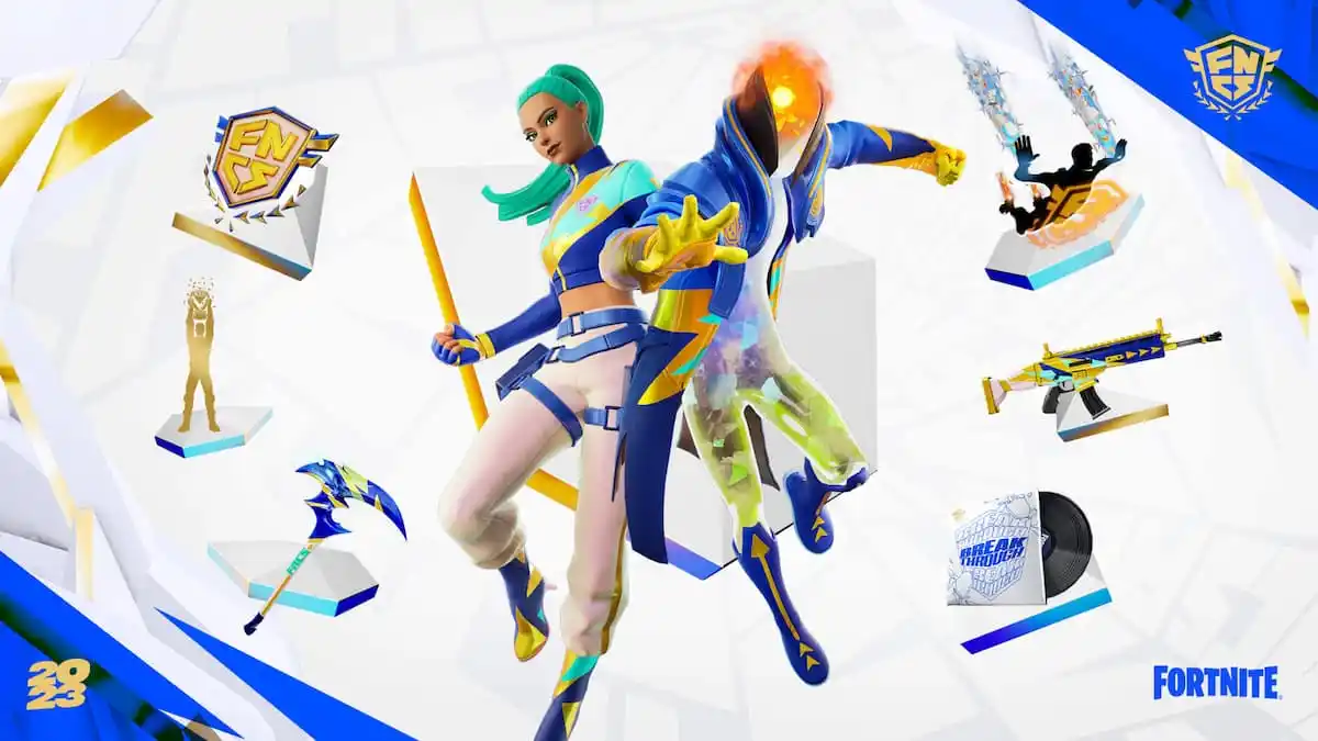 Fortnite Fncs Skins On A Tournament Background