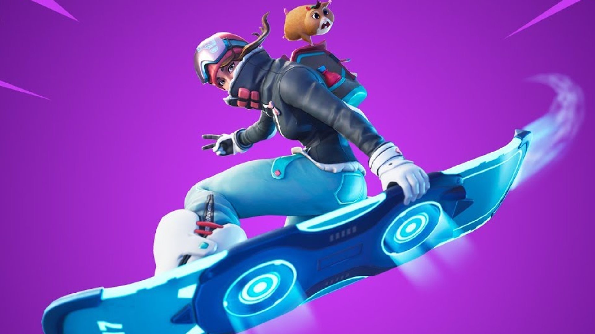 Woman riding a Driftboard in Fortnite