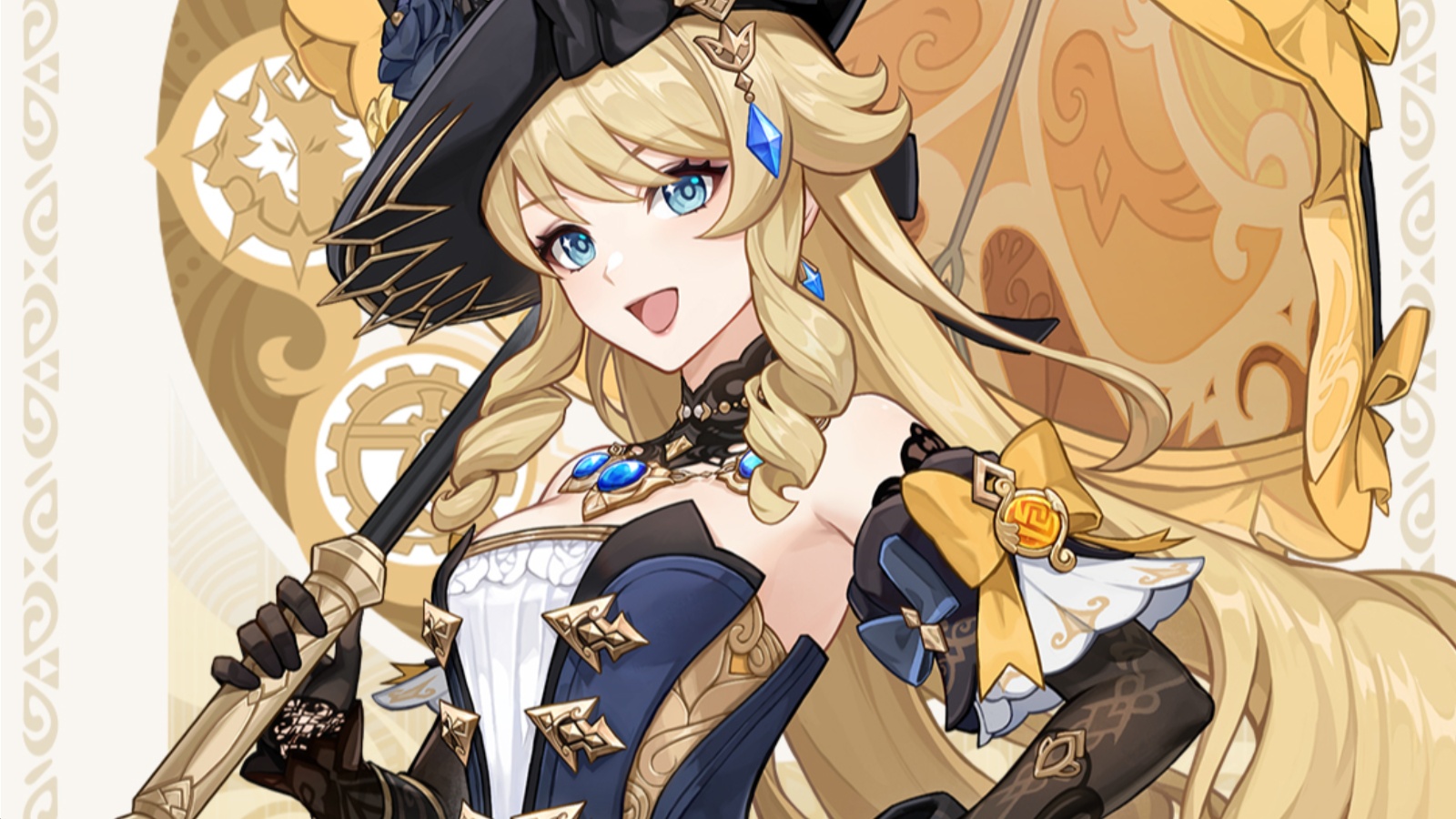 A screenshot of Navia from Genshin Impact