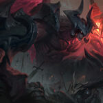 Aatrox holding a blade in League of Legends (LoL).