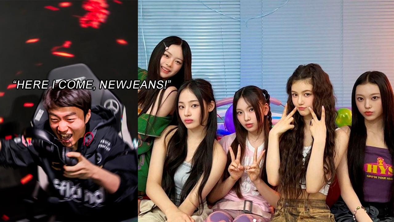 NewJeans react to Keria yelling, "Here I Come, NewJeans!" after T1 advances to the 2023 League of Legends World Finals