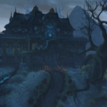 Classement difficulté Donjons Mythiques+ saison 3 WoW Dragonflight Waycrest Manor located in Drustvar, flanked by trees and a light blue sky in World of Warcraft screenshot