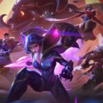 Riot confirme les skins Victorious de LoL et trois Honors dans la dernière mise à jour de développement de 2023 League champions, Taliyah, Jayce, Pyke, and Kai'Sa, preparing for combat.