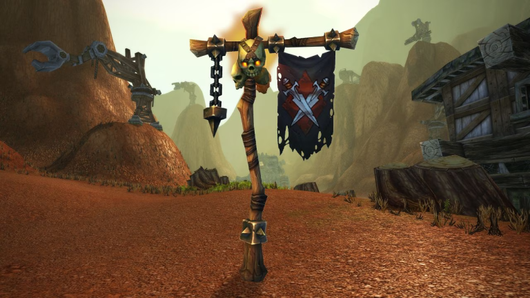 Mak'Gora duel to death flag standing in the middle of a field