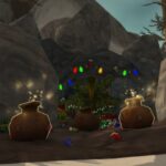 Comment démarrer et terminer la quête "Tu es un méchant…" dans WoW Dragonflight A cave in WoW Dragonflight stuffed with Winter Veil presents and decoration