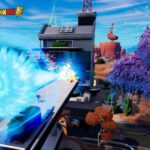 A player launching a Kamehameha in Fortnite.