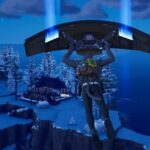A Fortnite character flying to Krampus' house in Fortnite