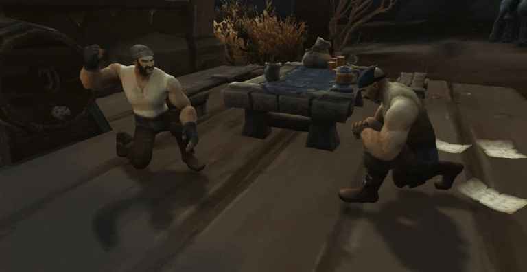 Two humans gambling using dice in WoW