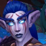 A close up of Shandris talking with Tyrande in WoW.