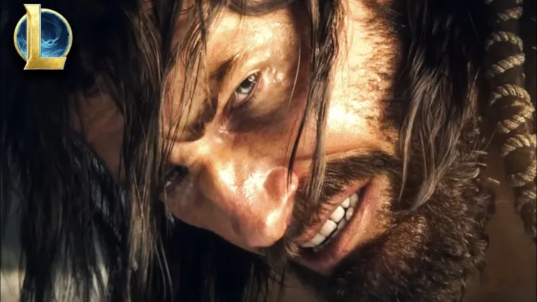A close up of Tryndamere looking angry