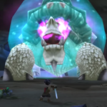 An image of a raid in World of Warcraft: Season of Discovery - a heroic gnome warrior does battle with a giant turtle, surrounded by her fallen comrades.