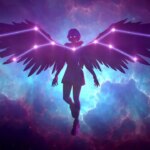 Comment résoudre l'erreur "Client Failed to Register with Server" dans Fortnite A screenshot of an angel character flying on a purple sky with a constellation on her wings.