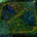 a top down view of League's summoner's rift
