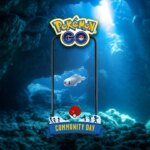 The Ele-Fish Pokemon, Tynamo, featured against a seafloor background for Community Day in Pokemon Go.