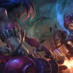 Découvrez qui dit "Fuel for the rune race" dans LoL ! League of Legends art showcasing Vi preparing to lunge at Jinx in combat.