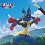 Image of Lucario and a Pokemon GO avatar, headed into battle