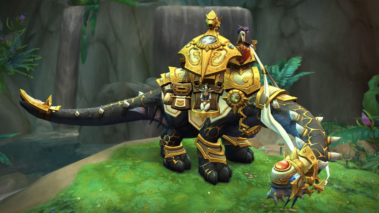 The Trader's Gilded Brutosaur is a new $90 mount in World of Warcraft