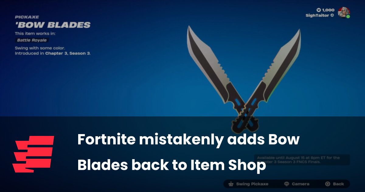 Fortnite mistakenly adds Bow Blades back to Item Shop
