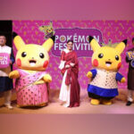 Susumu Fukunaga, Corporate Officer, The Pokemon Company; Pikachu; Genelia Deshmukh; Yuki Kawamura, Sr. Director, Strategic Partnerships and Special Projects, Niantic