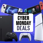 Les meilleures offres Cyber Monday sur les jeux vidéo cette semaine Cyber Monday deals badge surrounded by PS5, Nintendo Switch, Xbox consoles, and an Asus ROG Ally
