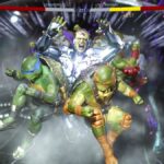 Les super mouvements spectaculaires d'Injustice 2 en jeu PC The four Ninja Turtles, back to back, slam their shells into Brainiac