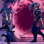 Quêtes du royaume des esprits dans Fortnite : guide complet pour les réussir Batman running by Shogun X in front of a swirling pink portal in Fortnite.