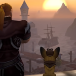 WoW récolte plus de 2 millions de dollars pour CureDuchenne grâce à un renard mignon Ibelin Redmoore, a character played by the late Mats Steen, looks across Stormwind Harbour with a detective fox friend.