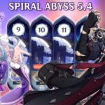 meilleures stratégies et compositions d'équipe Best teams, tips and tricks to use for 5.4 Spiral Abyss (Image via Sportskeeda Gaming/HoYoverse)