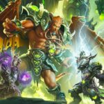 « World of Warcraft Legion Remix : trop de tanks, un problème inattendu pour les MMO » A massive winged humanoid alien from World of Warcraft Legion battles two spellcasters on a bright green background.
