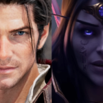 MMO 2026 : Après le chaos de 2025, WoW et FF14 se préparent à l'incertitude. The Warrior of Light from Final Fantasy 14 and Xal'atath from World of Warcraft look towards the camera in an image split down the middle, representing their respective trailers.