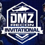 Image of Call of Duty Mobile characters standing next to DMZ Recon Invitational logo on a dark blue background