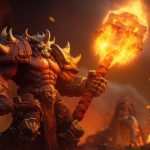WoW : Maîtrisez les succès hérités et montures, un défi exaltant à relever ! A muscular horned demon in spiked armor holds a large, flaming hammer in a fiery, smoke-filled environment.