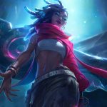 True Damage revient pour l'hymne des Worlds 2026 de LoL, et les fans sont ravis. True Damage returns for 2026's League of Legends Worlds anthem, and I'm very OK with it: An image of True Damage Senna, a Black woman wearing a pink scarf, white tube top, and black trousers with a True Damage belt standing on front of a huge gun
