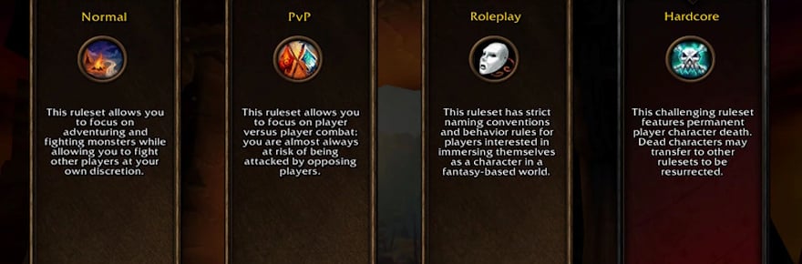 World of Warcraft Forever lays out your choices of dual names and realm types