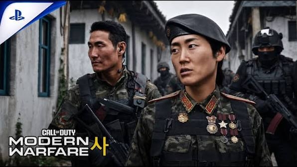 Promotional image for "Call of Duty: Modern Warfare 4," a video game depicting a fictional North Korean invasion of South Korea (YouTube screenshot)