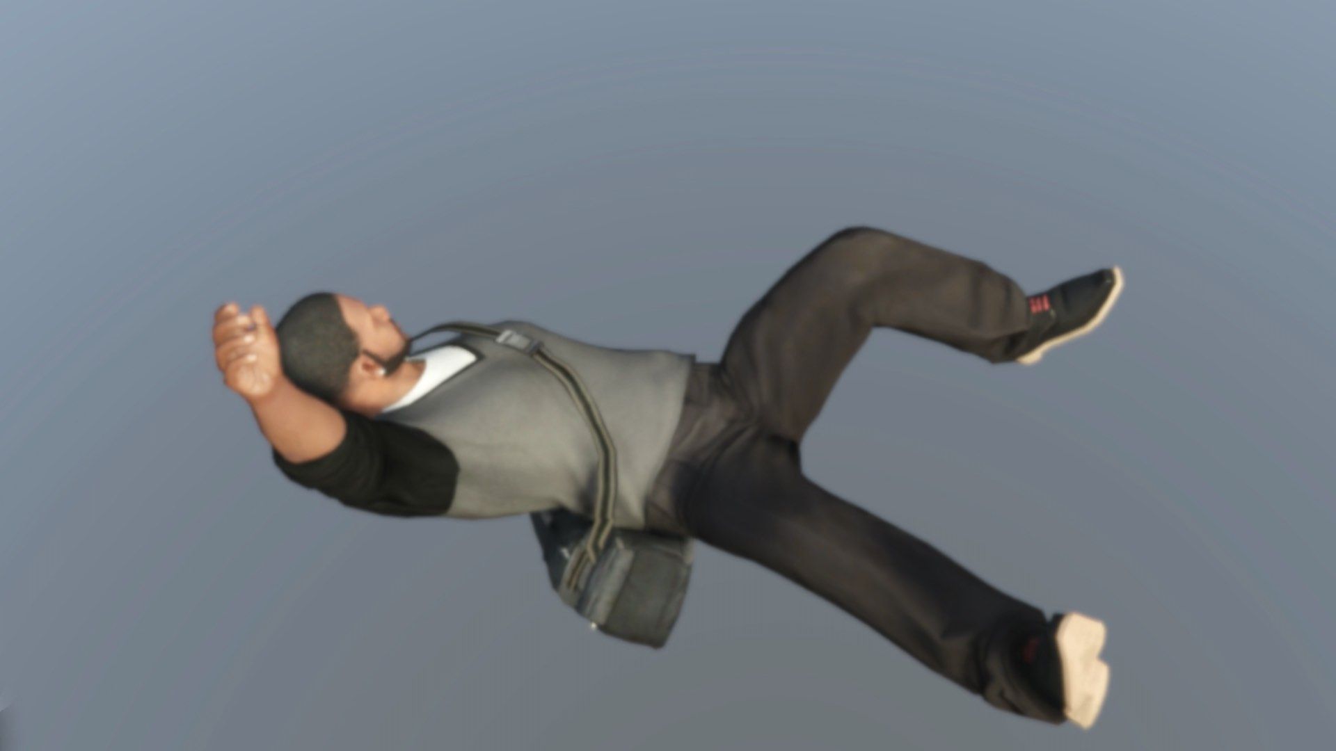 Franklin tumbles into the abyss, wearing a bag.