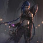 League of Legends MMO : Les raisons contre sa création révélées, mais c'est lancé ! Official art for the League of Legends Arcane Enemy Jinx skin has been brightened, showing a woman with long blue hair in braids holding an explosive device.