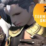 Rencontre en MMO : Comment un joueur a transformé ma vie, émotion au rendez-vous. A roegadyn woman hugs Urianger in Final Fantasy 14, with the Terminally Online (PC Gamer's MMO column) logo placed atop it.