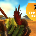 An orc crying in front of The Barrens in World of Warcraft.